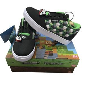 Minecraft x Heelys Pro 20 Youth Sz 4 Wheeled Shoes Skate Black Green White NIB